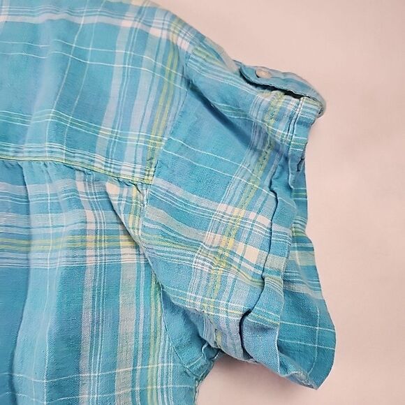 J Jill Love Linen 100% Linen Button Front Shirt Womens 2X Short Sleeve V Neck - Picture 10 of 10